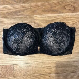 Victoria's Secret Black Lace Strapless Bra